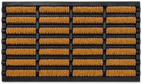 Gardenised Shoe and Boot Scraper Mat with Tray Coir Bristles Built-in Wire Brush and Non-Slip Rubber Base for Mud Dirt and Debris Removal at Entryway Patio Porch Worksite and Garage Entrance, 18x30 by Gardenised