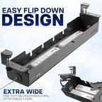 VIVO No Drill 35 inch Under-Desk Clamp-On Cable Management Box with Flip-Open Lid, Easy-to-Open Steel Cord and Power Strip Organizer, Cable Organizer Tray, 11 lbs Capacity, Black, DESK-ACMB35-C - Image 5