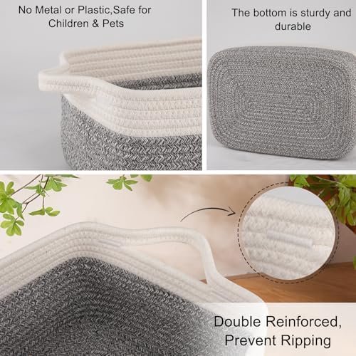 OIAHOMY 3-Pack Storage Baskets for Organizing Woven Small Basket Gery - Image 4