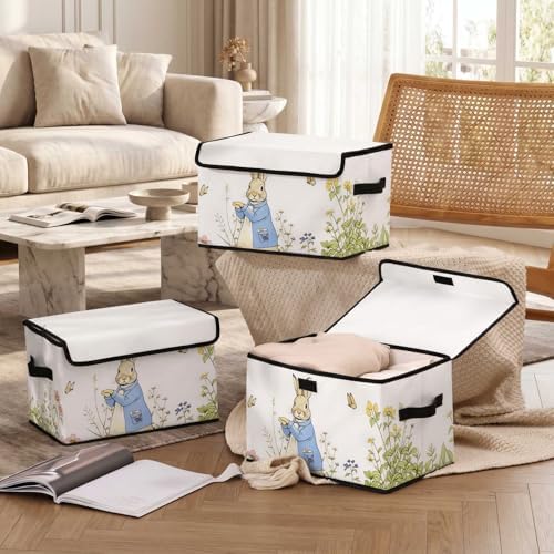 Stackable Storage Bins with Lids,Closet Organizers Fabric Box for Home and Office,Blanket Clothes Organizers,Under Bed Storage Containers 3 Pack - Image 6