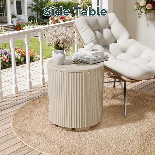 Umbrella Stand Side Table with 1.5 Inch Hole, 2 Pack, Beige - Image 7
