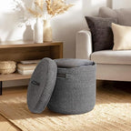 Storage Basket with Lid, Woven Blanket Storage for Living Room, Cute Cotton Rope Bin with Lid, Round Wicker Laundry Basket with Cover, Decorative Kid Dog Toy Box, Nursery Organizer, 15"x13" - Image 3