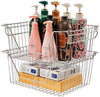 Stackable Wire Metal Baskets Fruit Vegetable Organization Pantry Cabinet Metal Bin Large Basket Shelves Storage for Kitchen Freezer, Set of 2 - Image 5