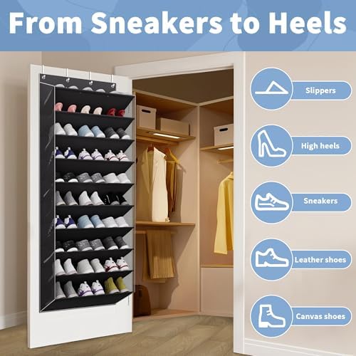 TAHAVICE 10-Tier Over The Door Shoe Organizer, Heavy Duty Hanging Storage - Image 4