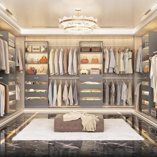 Aheaplus Closet System, 6-15Ft Custom Wood Closet Organizer with 8 Drawers - Image 6