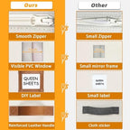 GhvyenntteS 8 Pack Bed Sheet Organizers and Storage (Queen & King Size), Foldable Sheet Organizers and Storage with Window and Label, Bed Sheet Organizer with Leather Handle, Beige - Image 4
