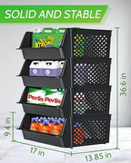 Large Stackable Storage Bins Open Front for Pantry Storage, 4 Pack - Black - Image 3