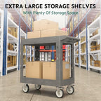 Plastic Utility Cart on Wheels, 34 x 17 Inch Rolling Service Cart-Gray - Image 6