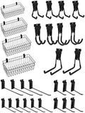 Slatwall Accessories Slatwall Hook Slat Wall Hanging Hook Garage, Slat Wall Accessory Includes 4 Pack Slatwall Baskets Set and 26 PCS Multisized Heavy Duty Slatwall Hooks (30 Hook) by FRAYSCENT