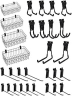 Slatwall Accessories Slatwall Hook Slat Wall Hanging Hook Garage, Slat Wall Accessory Includes 4 Pack Slatwall Baskets Set and 26 PCS Multisized Heavy Duty Slatwall Hooks (30 Hook) by FRAYSCENT