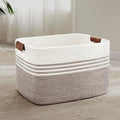72L Woven Laundry Basket Hamper with Leather Handles,Dark Brown by SunNewt