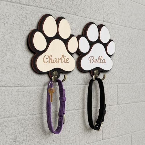 Personalized Dog Leash Holder, Custom Dog Paw Harness Wall Hanger Organizer with Name, Decorative Hooks for Leashes, Keys, Collars, Leash Rack Wall Mount for Entryway, Hallway, Gift for Pet Lovers - Image 3