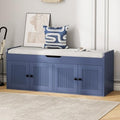 47.2" Storage Bench - Entryway Shoe Bench with 4 Doors and Top Storage Area, Multifunctional Entryway Bench with Lift Top Cushion, Shoe Storage Bench for Bedroom, Living Room, Navy Blue by AboutBrand