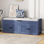 47.2" Storage Bench - Entryway Shoe Bench with 4 Doors and Top Storage Area, Multifunctional Entryway Bench with Lift Top Cushion, Shoe Storage Bench for Bedroom, Living Room, Navy Blue by AboutBrand