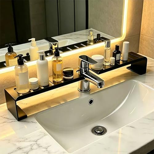 Vertical Faucet Storage Rack, Over the Sink Shelf, Black, 19.6in/50cm - Image 6