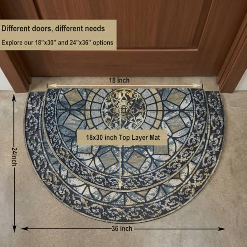 CHICHIC Entrance Door Mat Large 18 x 30 Inch Entry Way Doormat Front Door Rugs Outdoors Heavy Duty Welcome Mat Non Slip Rubber Back Low Profile for Garage, Patio, High Traffic Area, Blue - Image 3