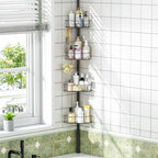 Urackify Corner Shower Caddy Tension Pole 4 Tier Shower Organizer, Black by Urackify