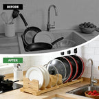 Pots and Pans Organizer Under Cabinet, Cutting Board/Baking Sheets Storage Rack, Adjustable Bamboo Pot Lid Holder, Pot Lid Organizer Inside Cabinet, Pot and Pan Organizers(Natural) - Image 3