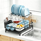 Simple Trending Dish Drying Rack, 2-Tier with Utensil Holder, Black by SimpleTrending