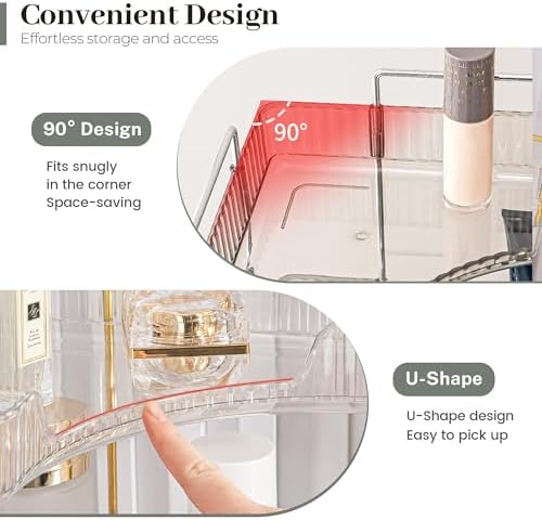 Aveniee Corner Bathroom Counter Organizer, Bathroom Countertop Shelf Makeup Organizer for Vanity Perfume Tray for Corner Storage (3 Tiers, Grey) - Image 3