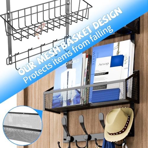 Kaiferty Over The Door Hooks Organizer, Coat Rack Over The Door Storage Hanger Towel Rack, Back of Door Storage Organizer for Bathroom,Bedroom,Kitchen,Office (Black, 4-Tier) - Image 6