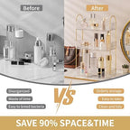 YCIA&DONE Bathroom Organizer Countertop, Makeup Storage, Skincare Cosmetic Tray Shelf, Perfume Holder Rack for Vanity Counter, Large Capacity, Easy to Install, Clean, 3 Tiers, Clear White - Image 2
