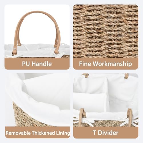 Seagrass Wicker Diaper Caddy,Woven Baby Organizer for Nursery - Image 5