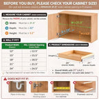 Menkxi 2 Set Wooden Pull out Cabinet Organizer Fully Assembled Slide out Pantry Drawer with Gentle Close Storage Shelf Tray for Base Kitchen Under Sink Bathroom Accessory(Wood Color,21'' X 21'' X 3'') - Image 2