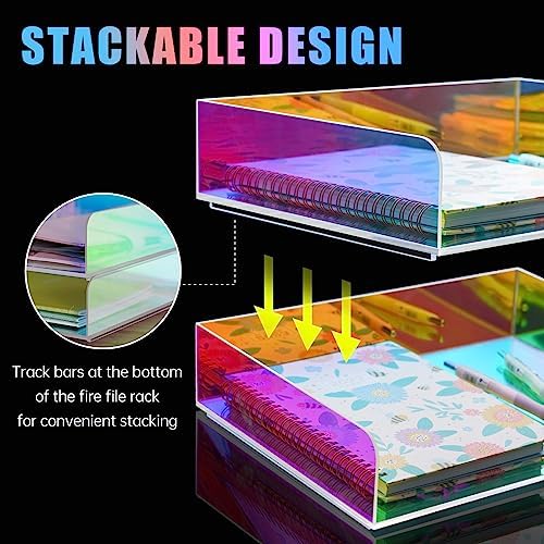 2-Tier Letter Tray Stackable Acrylic Desk Organizer File Holder - Image 3