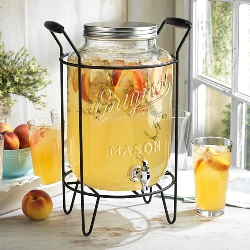 2 PACK-2 GALLON Drink Dispensers for Parties, Drink Dispensers for Parties, Original Mason Beverage Dispensers with Stand, Glass Water Jug Dispenser, 100% Leakproof Spigot - Image 6