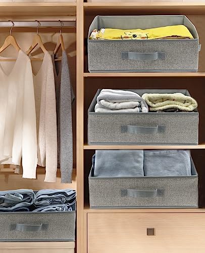 6 Pack Closet Storage Bins for Shelves, Shelf Baskets for Organization, Closet Organizers and Storage, Trapezoid Storage Bin Closet Shelf Organizer for Clothes,Toy,Towel,Book,Baby Clothing (6PC-Gray) - Image 5