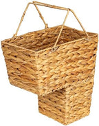 Household Essentials Wicker Stair Basket with Handles, Handwoven Water Hyacinth, Sits on Two Stairs, Lightweight, Natural by HouseholdEssentials