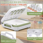 Yecuip Collapsible Baby Bottle Wash Basin w/Drying Rack & Drain Plug, Green - Image 3