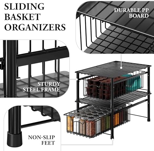 Simple Houseware Stackable Basket Drawer, Black - Image 4