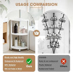 HDPS 3 Tier Floor Standing Corner Shower Caddy Organizer Shelf, Detachable Stool & Foot Rest,Waterproof & Durable Bathroom Shelves Stand Rack with Anti-Slip Feet, Space-Saving Design Storage - Image 3