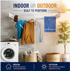Maplefield Wall Mounted Foldable Drying Rack - Heavy Duty 50 lb Laundry Rack - Rust Resistant Indoor & Outdoor Use - Easy Wall Mount Installation - Image 2