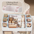 Delamu Large Makeup Organizer Countertop with 6 Brush Holders, White - Image 5