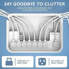 Power Strips with Cable Management Box, Surge Protector, White - Image 3