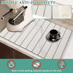 Stone Dish Drying Mat for Kitchen Counter, 24 x 16 Inch(White Marble) - Image 3