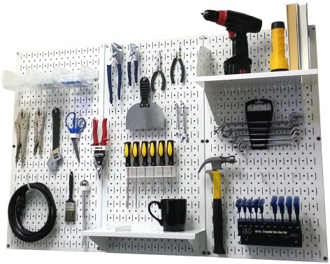 Wall Control Pegboard Organizer 4 ft. Metal Pegboard Standard Tool Storage Kit & Pegboard Paper Towel Holder and Dowel Rod Pegboard Shelf Assembly for Pegboard and Slotted Tool Board – White - Image 2