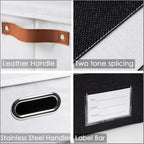 PRANDOM Storage Bins with Lids [3-Pack] Linen Fabric Foldable Storage Boxes Organizer Containers Baskets Cube with Cover for Bedroom Closet Office Grey&Black (23.4X15.9X11.4) - Image 7