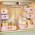 Kitstorack Under Sink Organizer 3-Tier Slide Out Drawer 2-Pack Pink by Kitstorack
