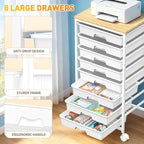 SUNALLY Rolling Cart With 8 Drawers,Storage Drawer Cart for Craft Art,White - Image 5
