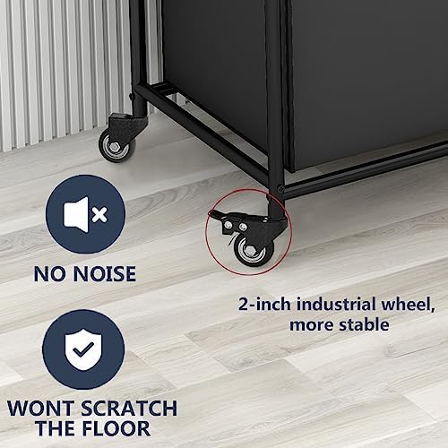LINZINAR 4 Section Laundry Hamper, Black Laundry Basket 180L Laundry Sorter - Image 6
