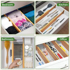 FJO 6 Pack Bamboo Drawer Dividers 4.65" High Adjustable from 17'' to 22'' - Image 5