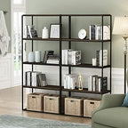 Furinno Moretti 2-Tier Metal Frame Storage Shelves, Columbia Walnut - Image 2