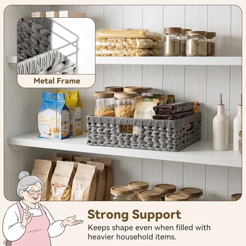 GRANNY SAYS Wicker Storage Basket for Shelves,Waterproof Gray Basket,1-Pack - Image 2