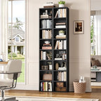 FOTOSOK 2 Pcs 71'' Tall Narrow Bookshelf, 8-Tier Media Tower Rack Set of 2 - Image 5