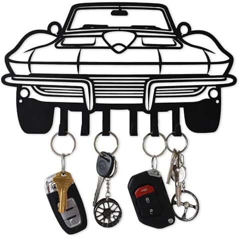 MOOH Metal Automotive Key Holder with 6 Hooks - Unique Wall Mounted Car Lovers Gifts for Men & Women - Cool Man Cave Decor by MOOH