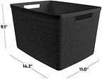 Curver Set of 4 Large 20L Jute Decorative Plastic Organization and Storage Baskets - Perfect Bins for Home Office, Closet Shelves, Kitchen Pantry and All Bedroom Essentials, Black - Image 2